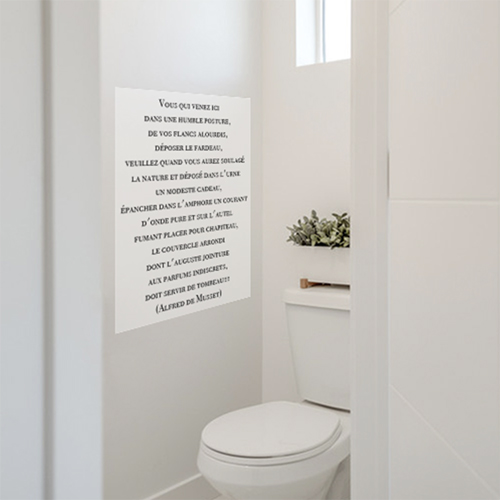 Autocollant mural pour toilettes - citation humour Alfred de Musset