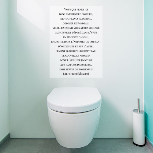 Sticker déco Vous qui venez citation au dessus d'un toilette