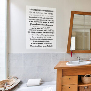 Sticker autocollant Les règles de la SDB à côté d'un miroir de salle de bain