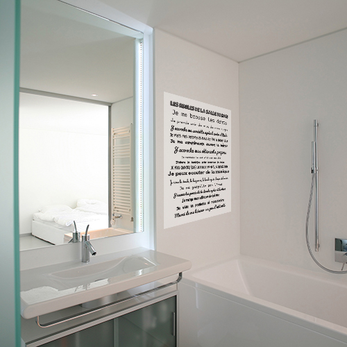 Sticker affiche murale humoristique pour salle de bain et douche Sticker mural les règles de SDB citation dans une salle de bain sobre