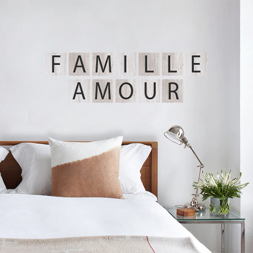 Sticker pour décoration murale citation famille amour