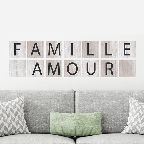 Sticker pour décoration murale citation famille amour