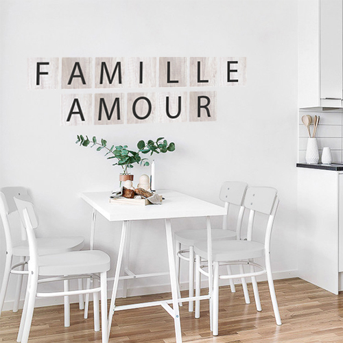 Sticker adhésif famille et amour pour décoration murale de salle à manger