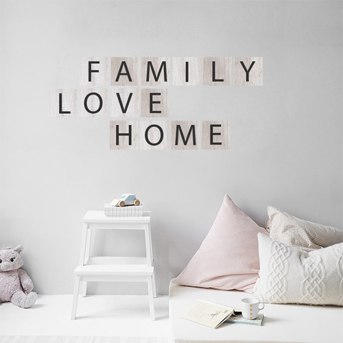 Sticker adhésif citation pour chambre d'enfant family love home