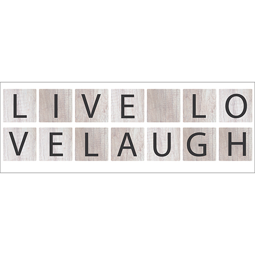 Sticker Live Love Laugh noir sur fond gris