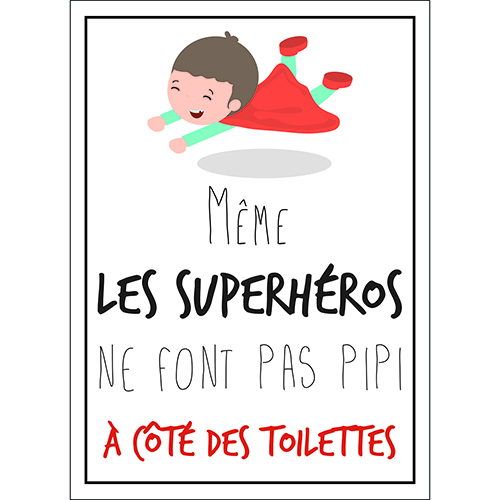 Sticker déco pour enfant Superhéros toilettes