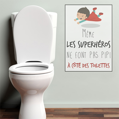 Sticker mural dans des toilettes Superheros