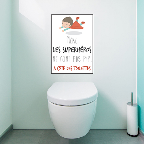 Sticker adhésif superhéros Toilettes au dessus des WC