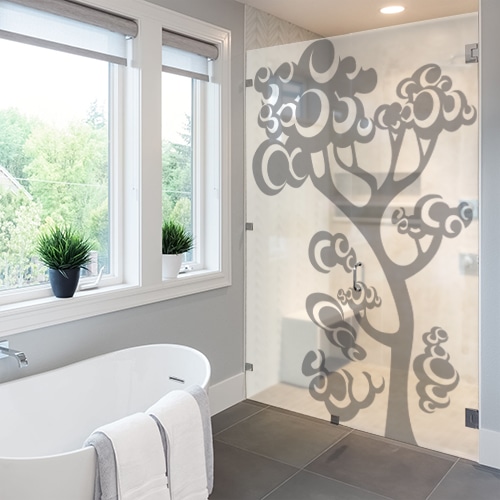 Sticker adhésif Arbre psychédélique sur une paroi de douche