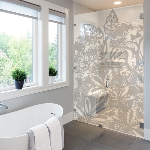 Adhésif décoration Palmiers pour paroi de douche de salle de bain moderne