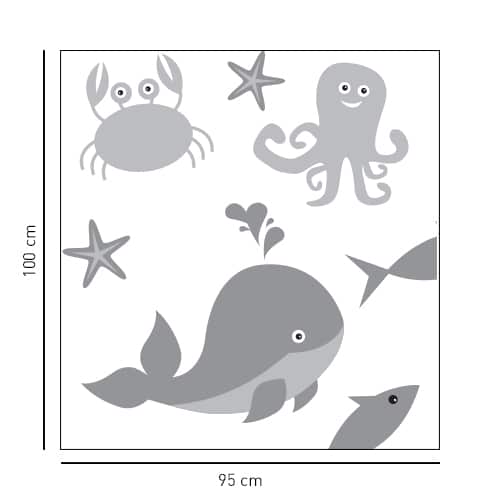 sticker Animaux Marins décoration de salle de bain pour douche