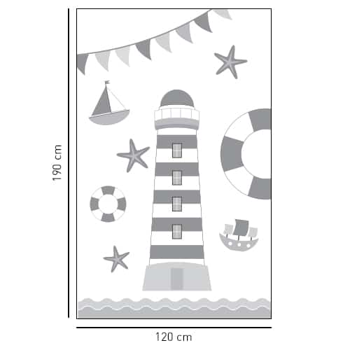 Sticker autocollant déco Phare Gris et Blanc pour la douche