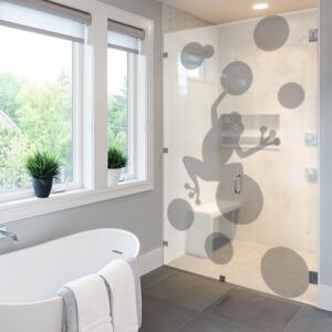 Autocollant gris Grenouille décoration pour paroi de douche de salle de bain moderne