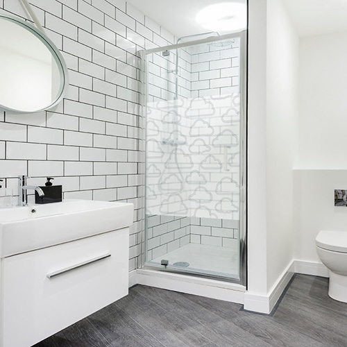 Adhésif autocollant Nuages pour paroi de douche sticker gris déco de salle de bain moderne