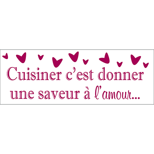 Sticker déco rouge Cuisiner saveur citation