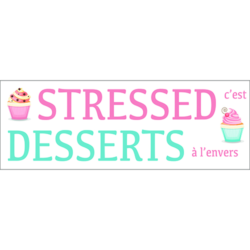 Sticker mural Stressed Dessert déco bleu et rose