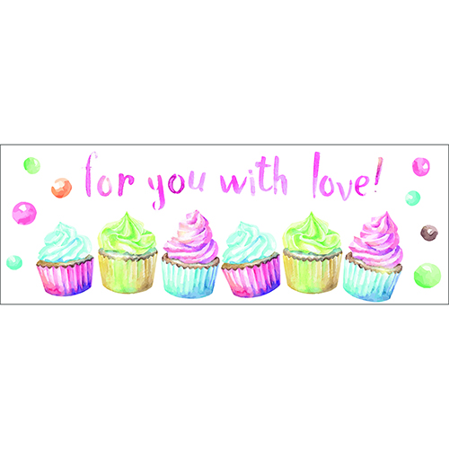 Sticker for you with love vert et rose citation