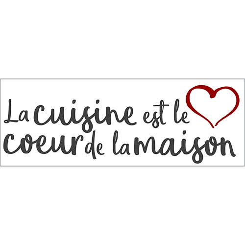 Sticker La cuisine est le coeur déco rouge et noir