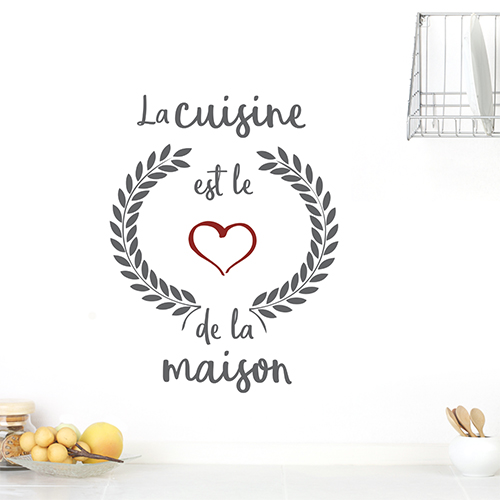 Sticker mural La cuisine est le coeur sur un mur du salon