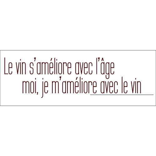 Sticker déco violet Le vin s'améliore avec l'âge citation