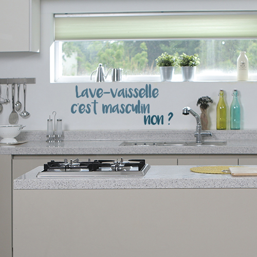 Sticker mural posé au dessus d'un plan de travail dans une cuisine moderne de la gamme lave vaisselle