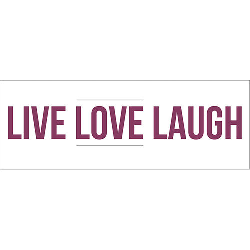 Sticker citation motivante Live Love Laugh violet