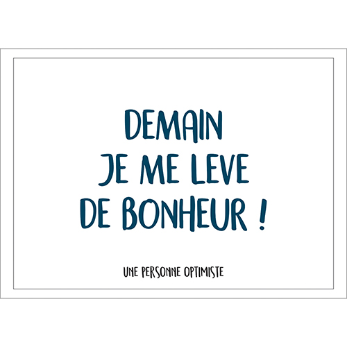 Sticker citation joyeuse, Demain je me lève de bonheur