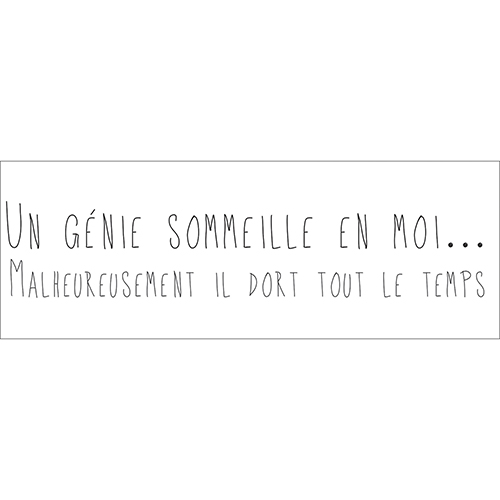 Sticker autocollant Un génie sommeille en moi noir et blanc