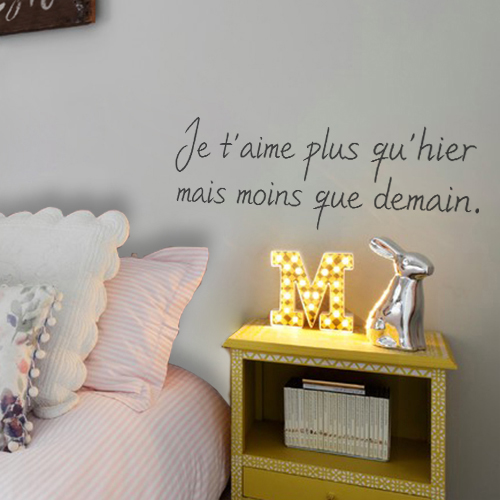 Décoration murale de Sticker Pluie Étoiles au-dessus d'une table sur un mur blanc