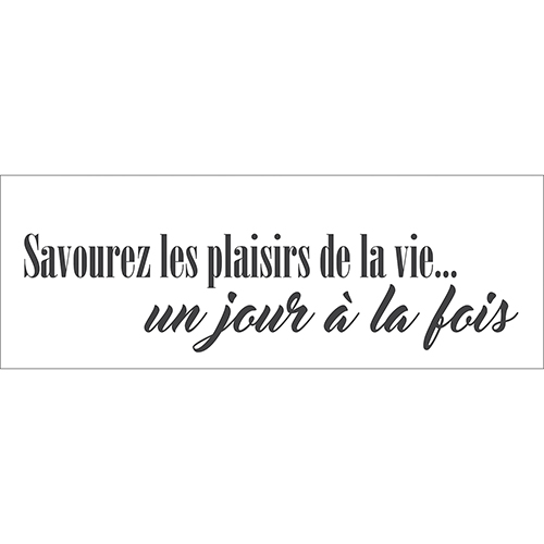 Sticker autocollant mural pour cuisine citation Savourez les plaisirs de la vie