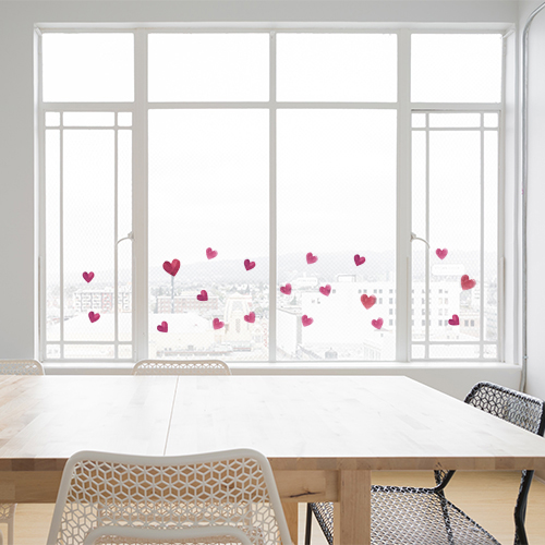 Sticker électrostatiques déco saint valentin Coeurs rose glamours Décoration électrostatique pour vitres et fenêtres pour la saint avalentin oupour célébrer l'amour sur baie vitrée de salon moderne