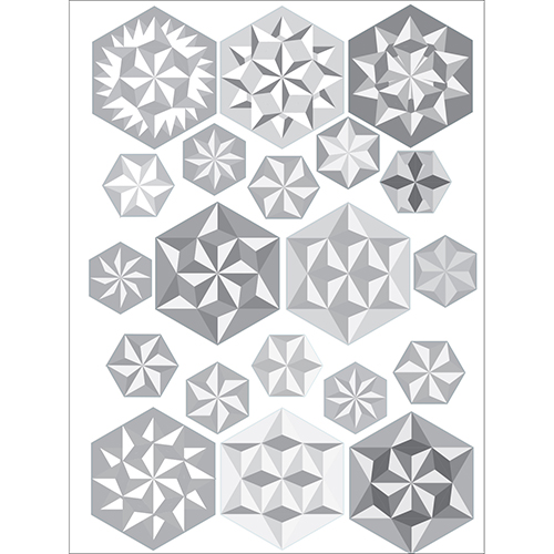 Sticker déco électrostatique pour vitres et fenêtres hexagones géométriques gris pour déco d'intérieur