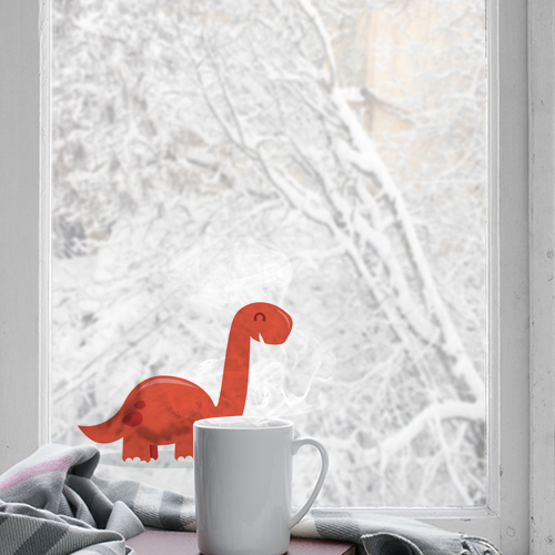 Dinosaures électrostatiques rouge pour décorer une fenêtre ou une surface vitrée dans une chambre d'enfant