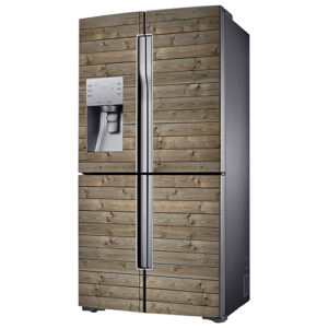 Frigo américain avec sticker "Bois horizontal"