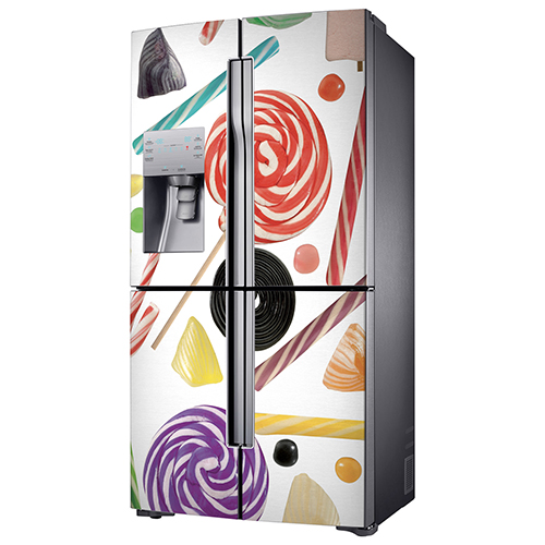 Réfrigérateur américain avec sticker 