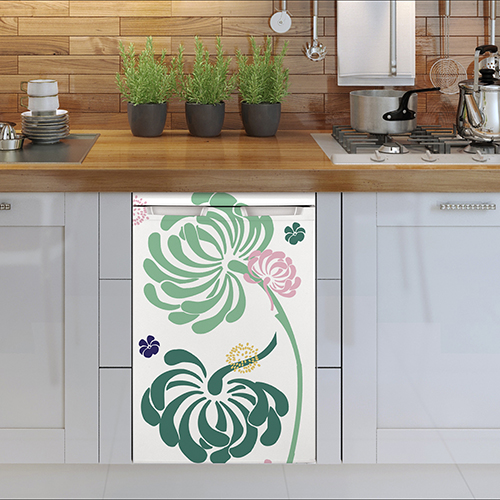 Sticker cuisine fleurs lave vaisselle dans cuisine actuelle