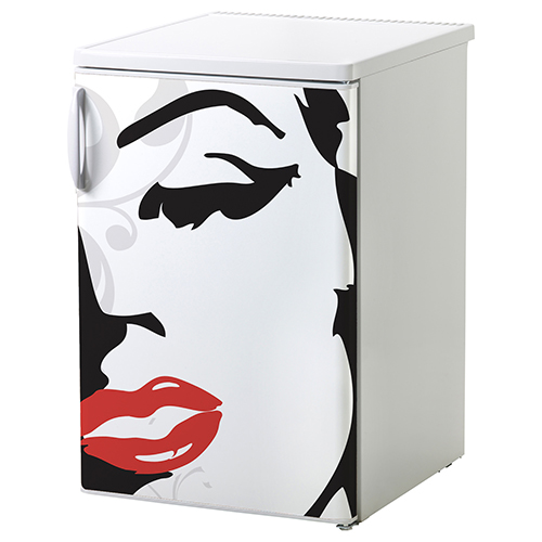 Sticker posé sur un frigo d'appartement gamme Marilyn