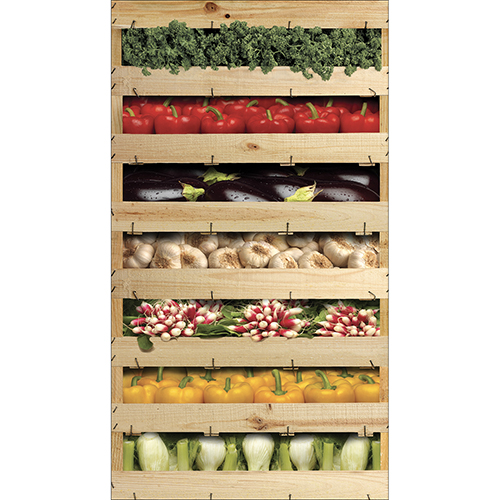 Sticker autocollant coloré caisses de légumes pour déco frigo