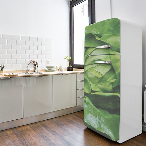 Autocollant décoration salade verte pour frigo blanc de cuisine