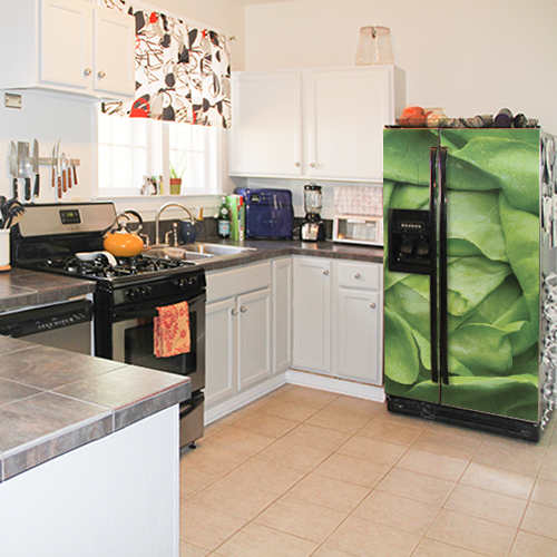 Adhésif décoration de frigo américain noir salade verte pour cuisine