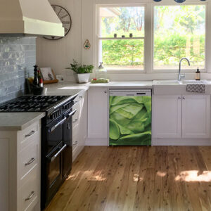 Sticker adhésif pour déco de cuisine blanche et de lave vaisselle salade verte