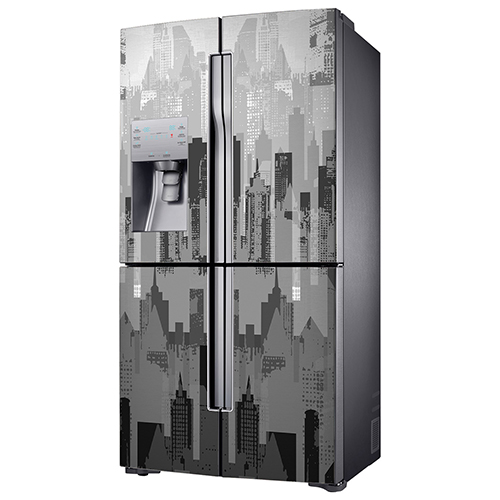 Adhésif new-york pour déco de frigo américain en inox gris