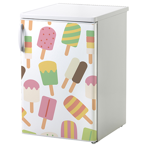 Sticker Glaces pour décoration de cuisine Frigo standard blanc décoré avec un autocollant déco sorbets