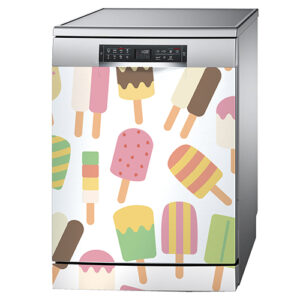 Sticker adhésif pour lave vaisselle en inox gris glaces