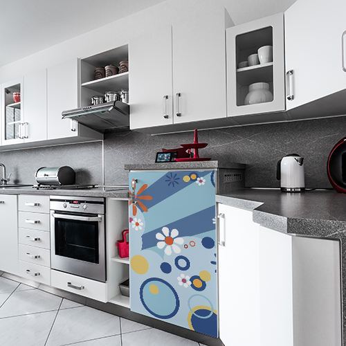 Petit frigo moderne décoré avec un sticker décoratif modèle Flashy