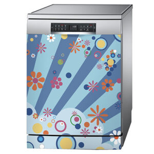 Sticker décoratif motif Flashy collé sur un lave vaisselle classique