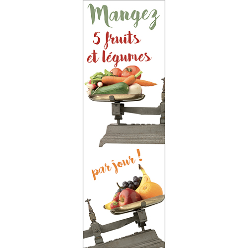 Sticker autocollant décoratif pour grand frigo 5 fruits et légumes