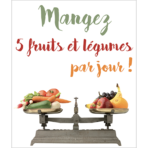 Sticker autocollant décoratif citation 5 fruits et légumes pour lave vaisselle