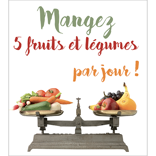 Sticker porte de placard 5 fruits et légumes