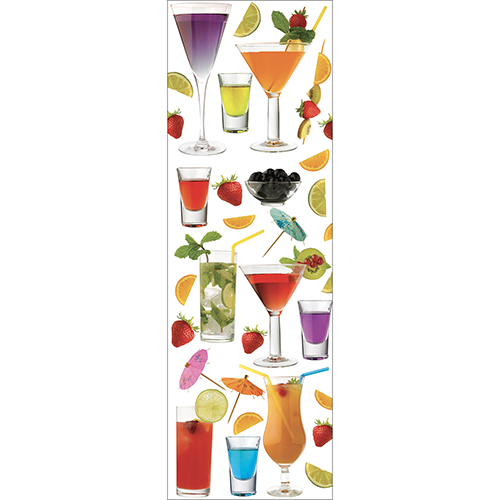 Sticker décoratif adhésif modèle cocktails pour grand frigo de cuisine